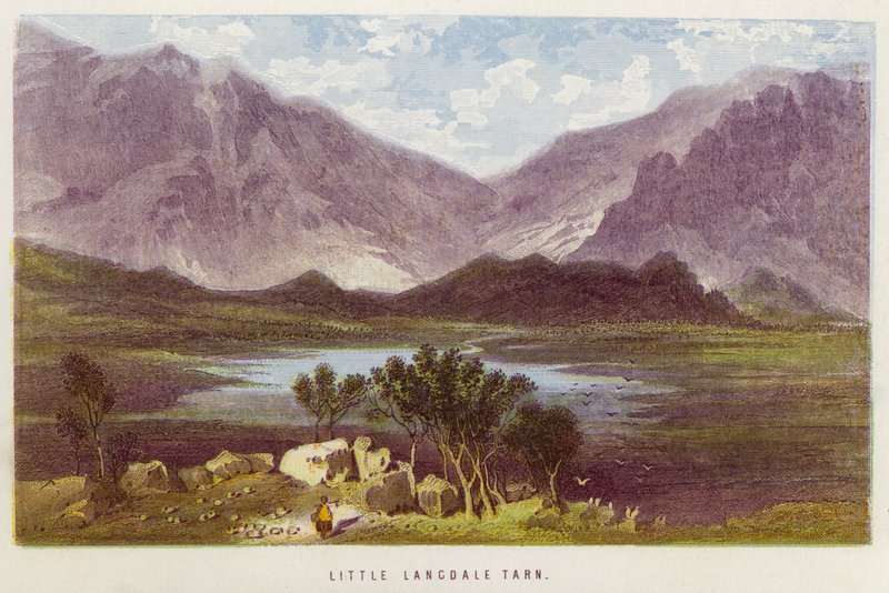 Pequeña Langdale Tarn (color litho) de English School