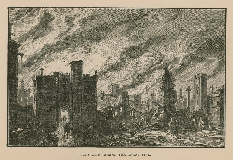 Ludgate durante el Gran Incendio de English School