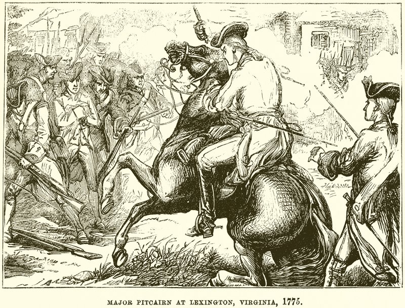 Mayor Pitcairn en Lexington, Virginia, 1775 de English School