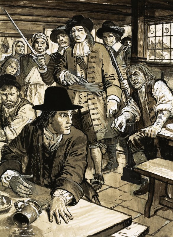 Hombre atrapado en un pub de English School