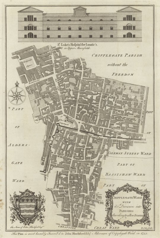 Mapa de Cripplegate Ward, Londres de English School