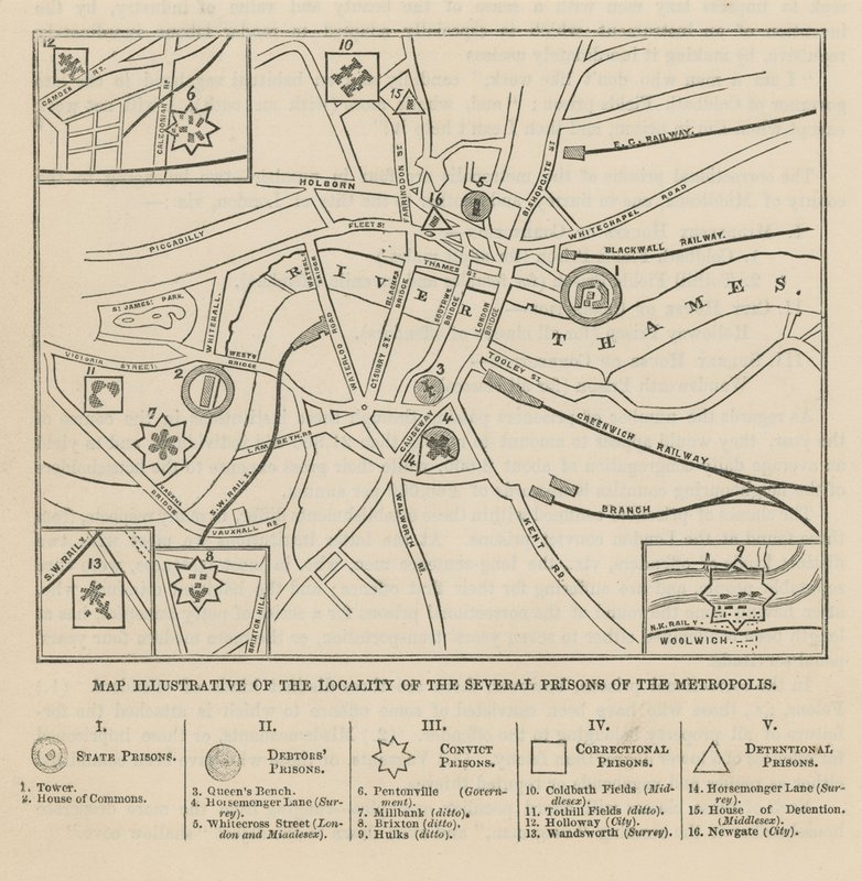 Mapa de las Prisiones de Londres de English School