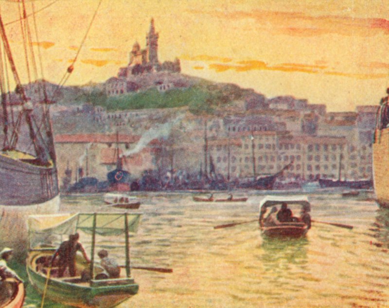 Marsella desde el puerto (litografía en color) de English School