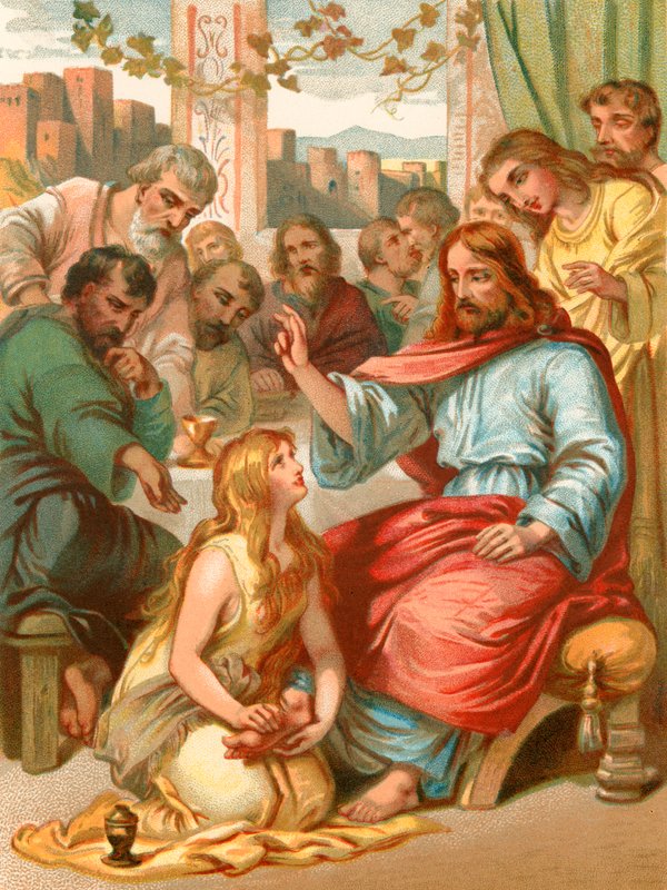 María lava los pies de Jesús de English School