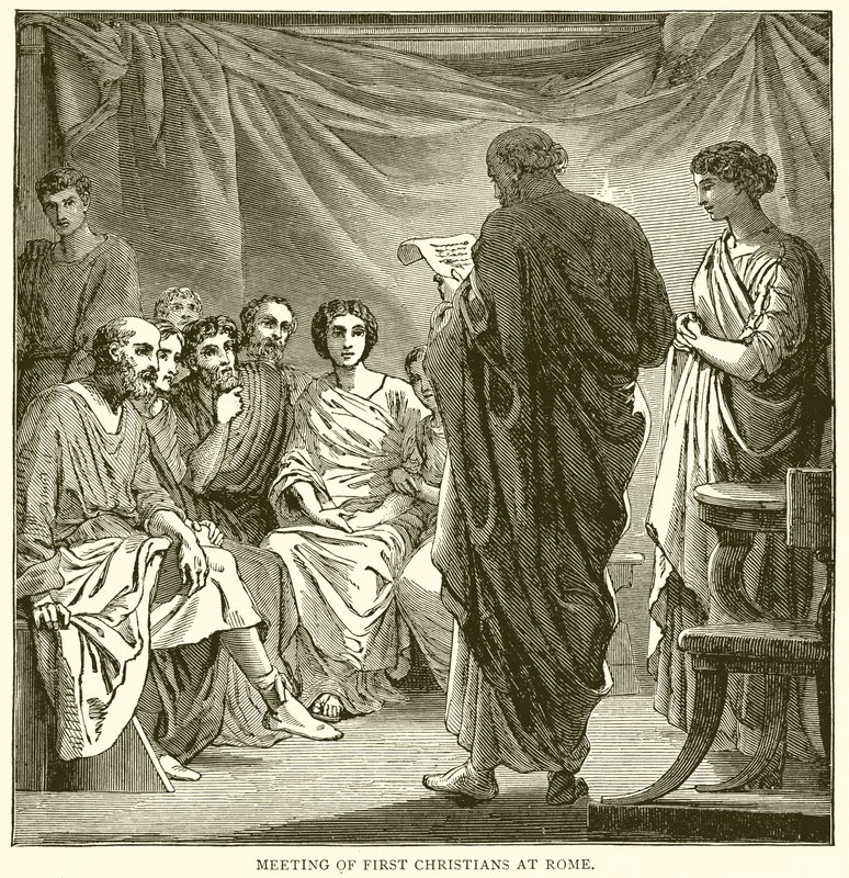 Reunión de los primeros cristianos en Roma de English School