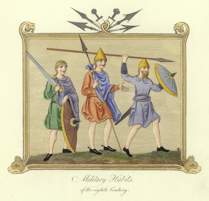 Trajes militares del siglo VIII de English School