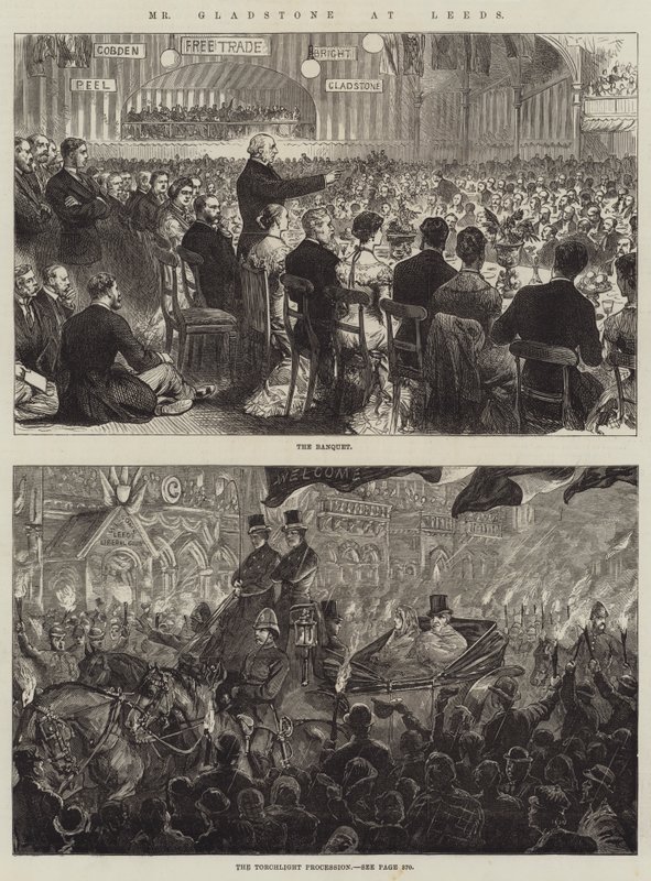Sr. Gladstone en Leeds (grabado) de English School