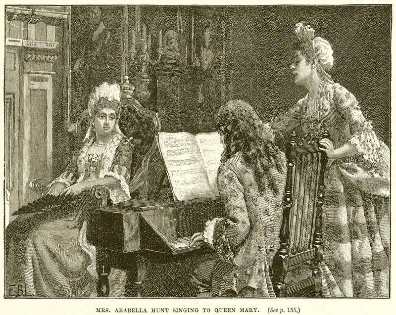 La Sra. Arabella Hunt cantando a la Reina María de English School