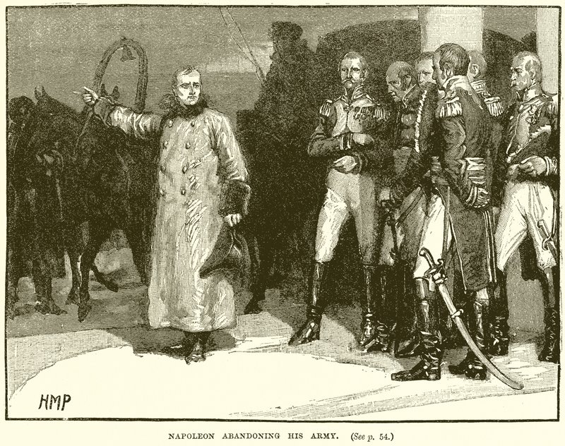 Napoleón abandonando su ejército de English School