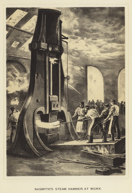 Martillo de vapor de Nasmyth en funcionamiento de English School