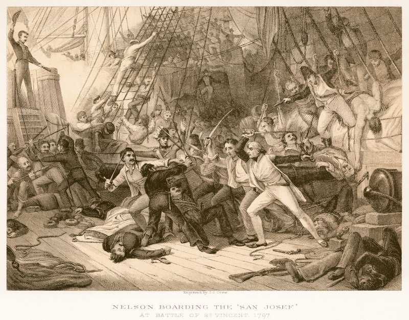 Nelson abordando el San Josef de English School