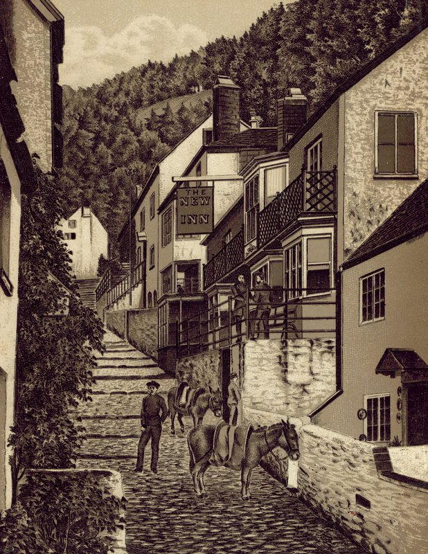 North Devon: Clovelly, Main Street (litografía) de English School