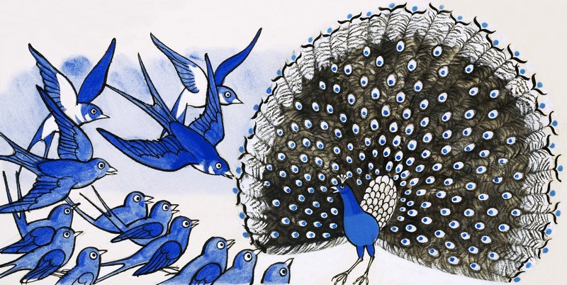 Pavo real y otros pájaros de English School