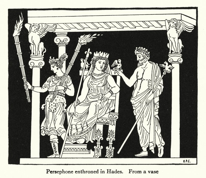 Perséfone entronizada en el Hades de English School