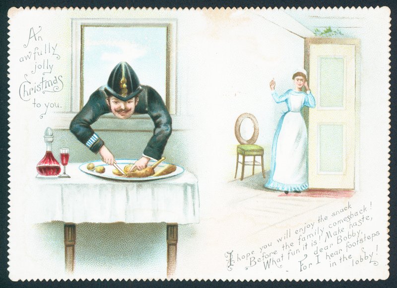 Policía y doncella, Tarjeta de Navidad de English School