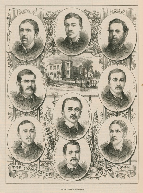 Retratos de la tripulación de Cambridge de 1877 de English School