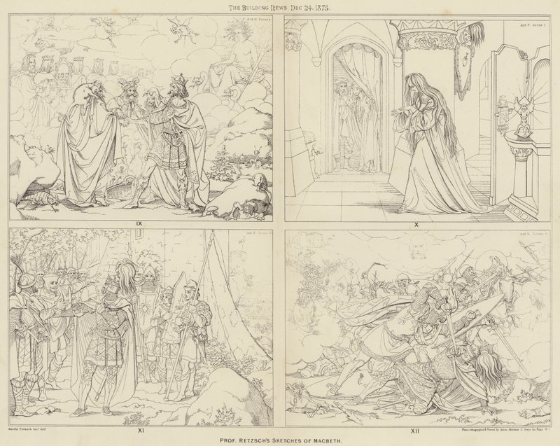 Bocetos del Profesor Retzsch de Macbeth (grabado) de English School