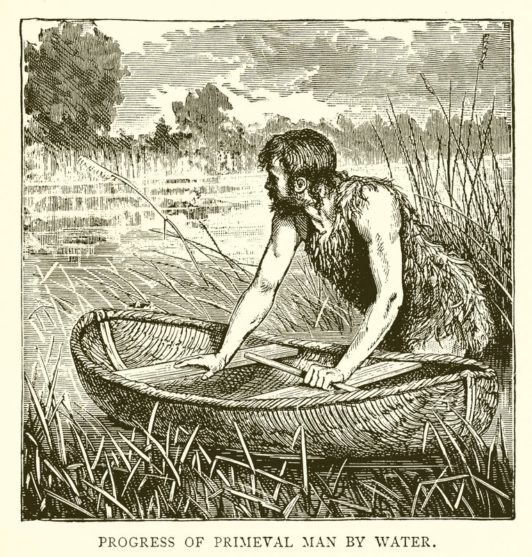 Progreso del hombre primitivo por agua de English School