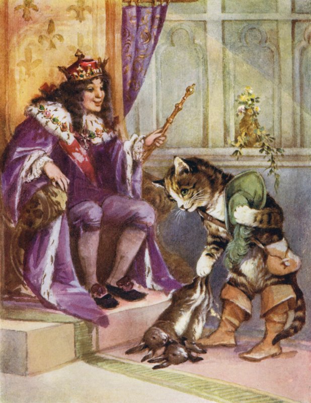 El Gato con Botas (litografía en color) de English School
