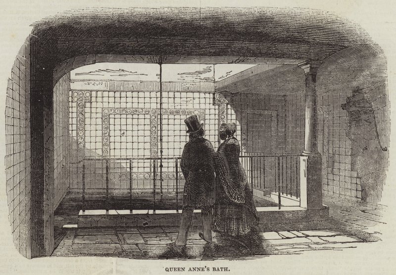 Baño de la Reina Ana (grabado) de English School
