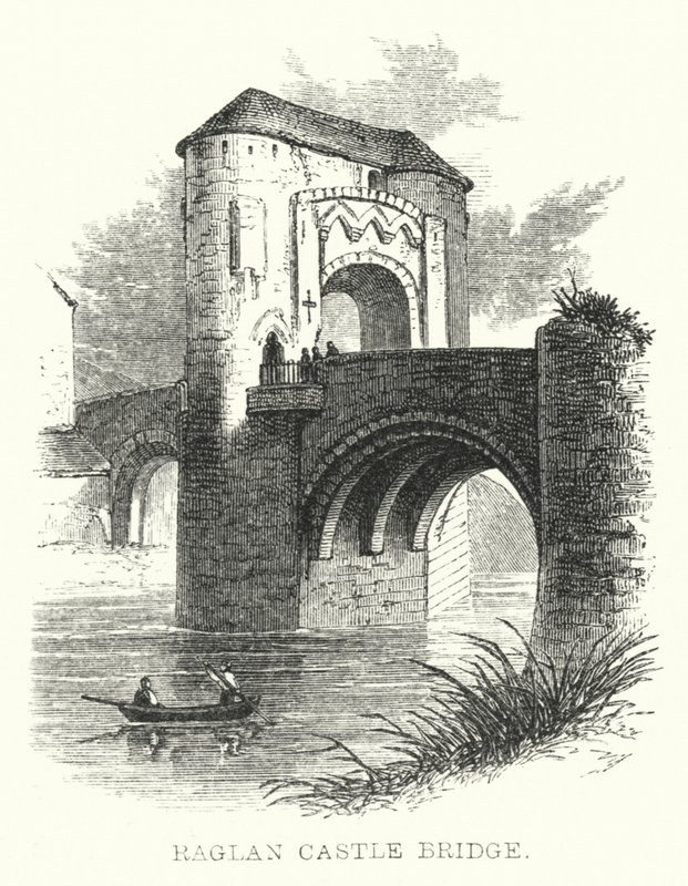 Puente del Castillo de Raglan (grabado) de English School