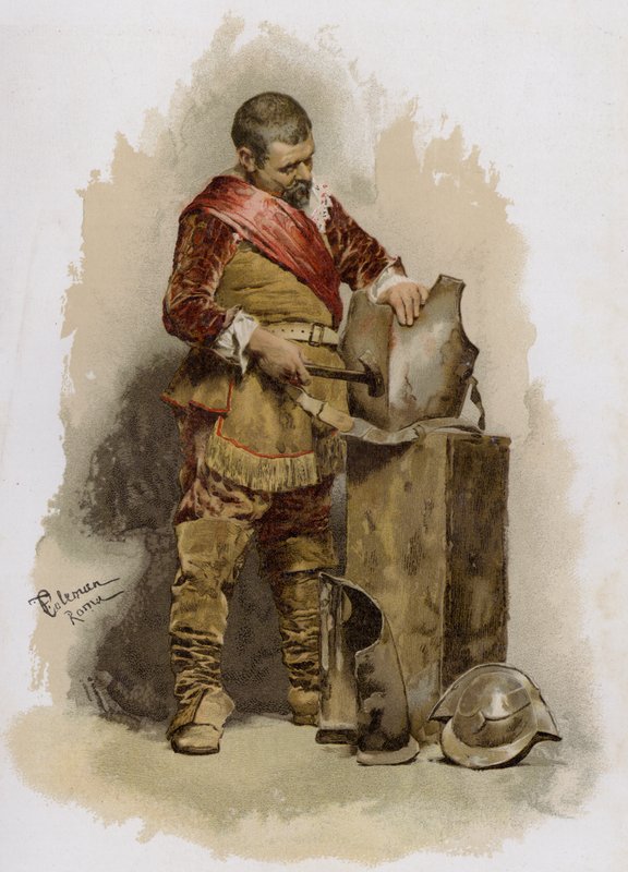 Reparación de armaduras (chromolitho) de English School