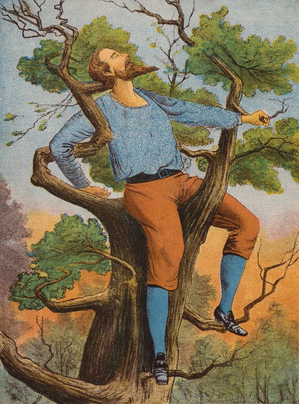 Robinson Crusoe (litografía en color) de English School