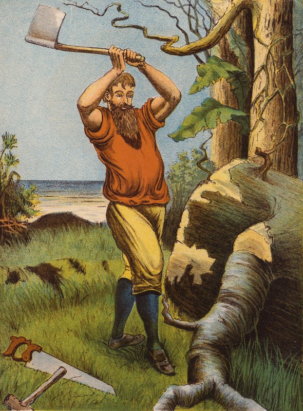 Robinson Crusoe (litografía en color) de English School