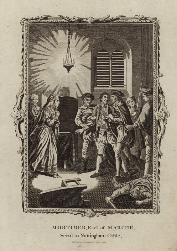 Roger Mortimer capturado en el Castillo de Nottingham de English School