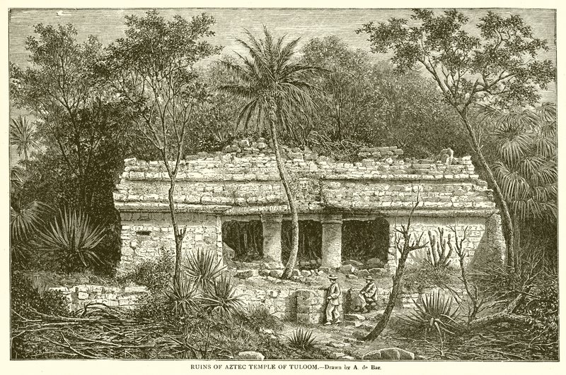 Ruinas del templo azteca de Tuloom de English School