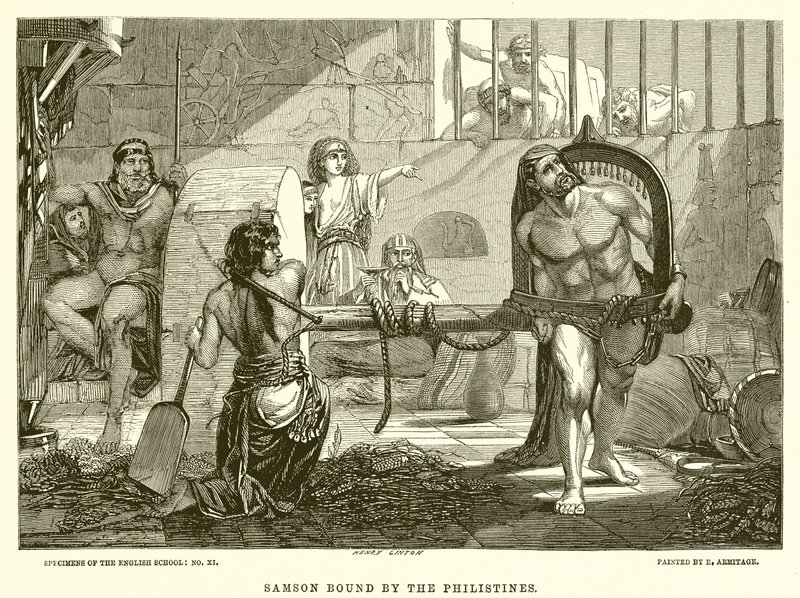 Sansón atado por los filisteos de English School