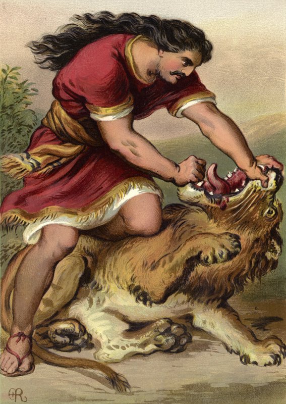 Sansón matando al león de English School