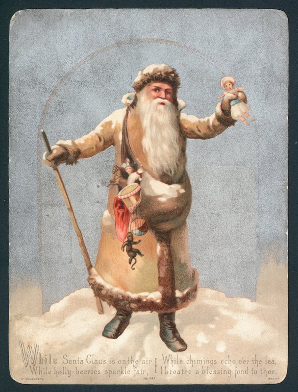 Santa en las nubes, tarjetas de Navidad de English School