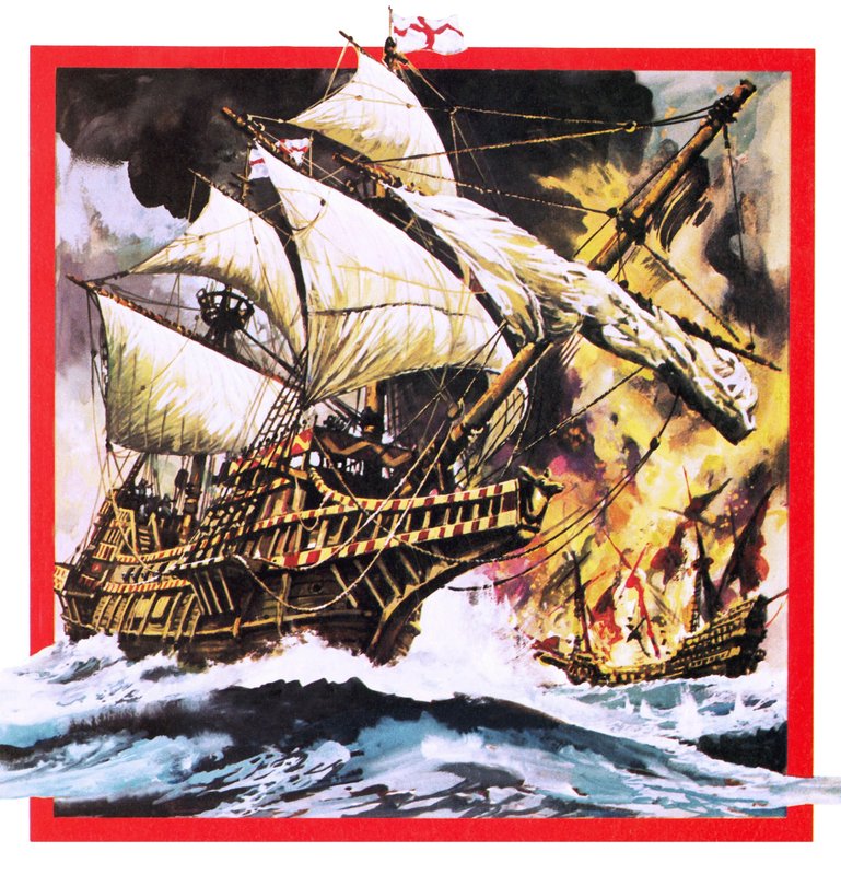El Golden Hind de Sir Francis Drake de English School