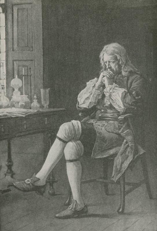 Sir Isaac Newton sentado soñando de English School