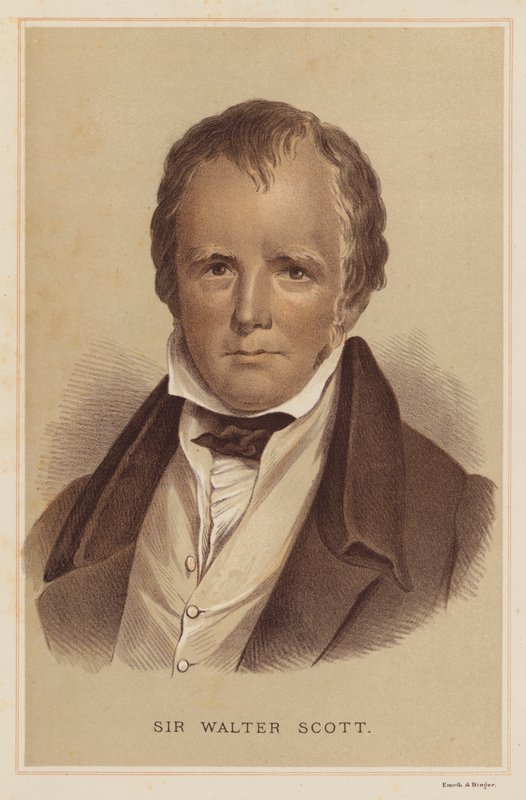 Sir Walter Scott (litografia en color) de English School
