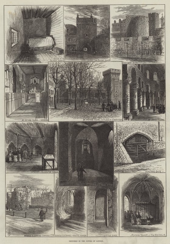 Bocetos en la Torre de Londres (grabado) de English School