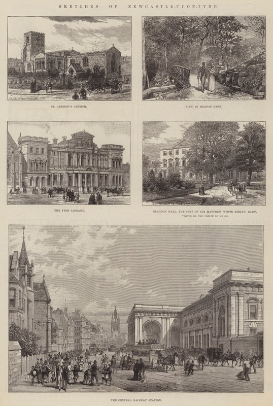 Bocetos de Newcastle-upon-Tyne (grabado) de English School