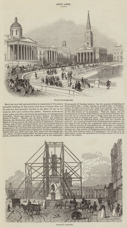 Bocetos de Trafalgar Square (grabado) de English School