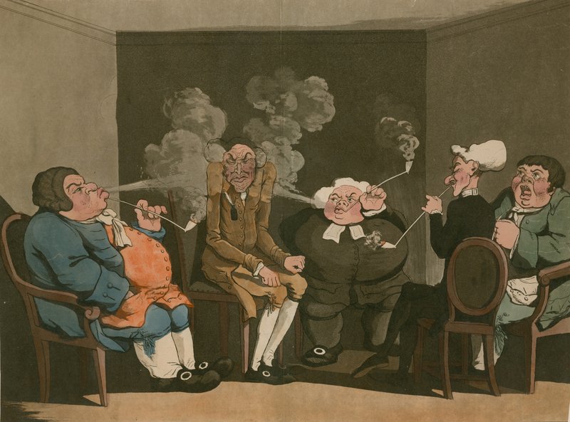 Sala de fumar; caricatura de English School