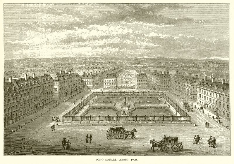 Soho Square, alrededor de 1700 de English School