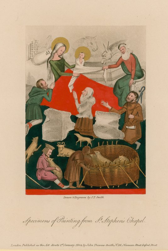 Especímenes de pintura de la Capilla de San Esteban de English School
