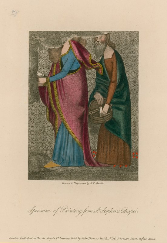 Especímenes de pintura de la Capilla de San Esteban de English School