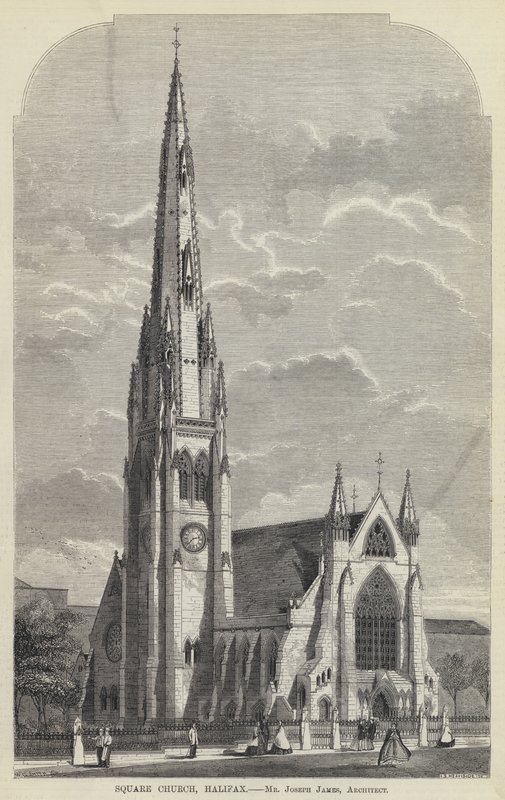Iglesia Cuadrada, Halifax (grabado) de English School