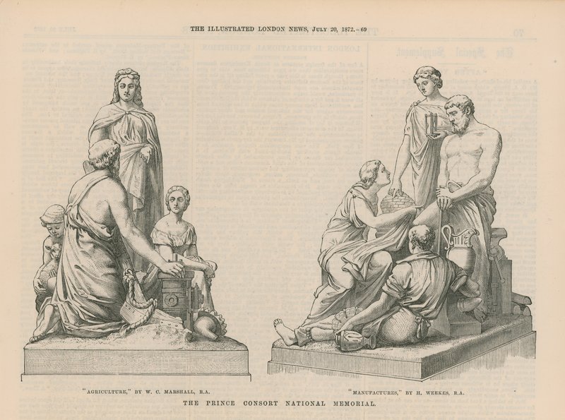 Estatuas que representan la Agricultura y las Manufacturas de English School