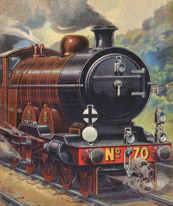 Tren de vapor (litografia en color) de English School