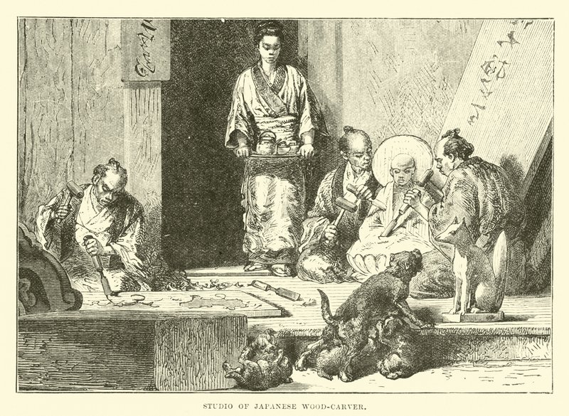 Estudio de un tallador de madera japonés de English School
