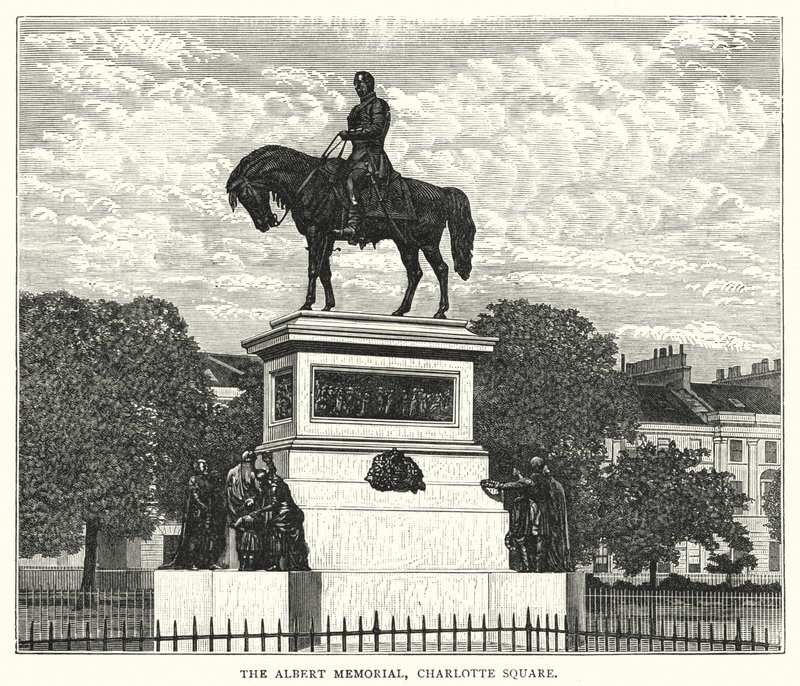 El Monumento a Albert, Charlotte Square (grabado) de English School