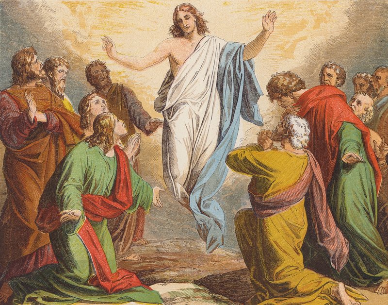 La Ascensión de Jesucristo (litografía en color) de English School