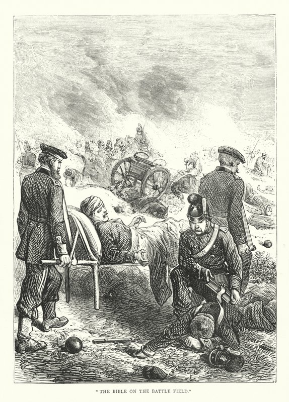 "La Biblia en el campo de batalla" (grabado) de English School